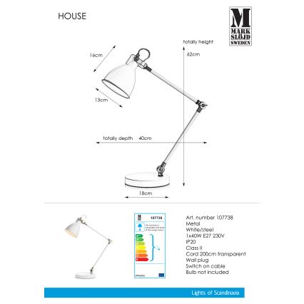 Markslöjd 107738 - Stolna lampa HOUSE 1xE27/40W/230V
