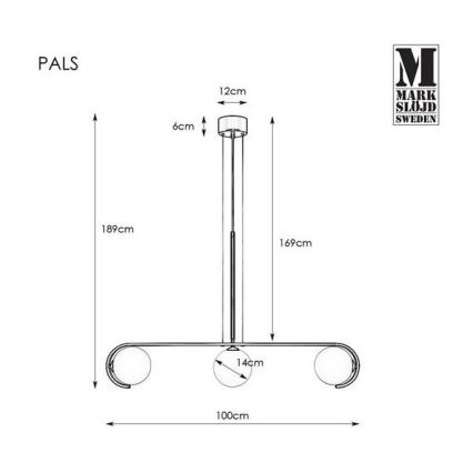 Markslöjd 107828 - Luster na sajli PALS 3xG9/20W/230V