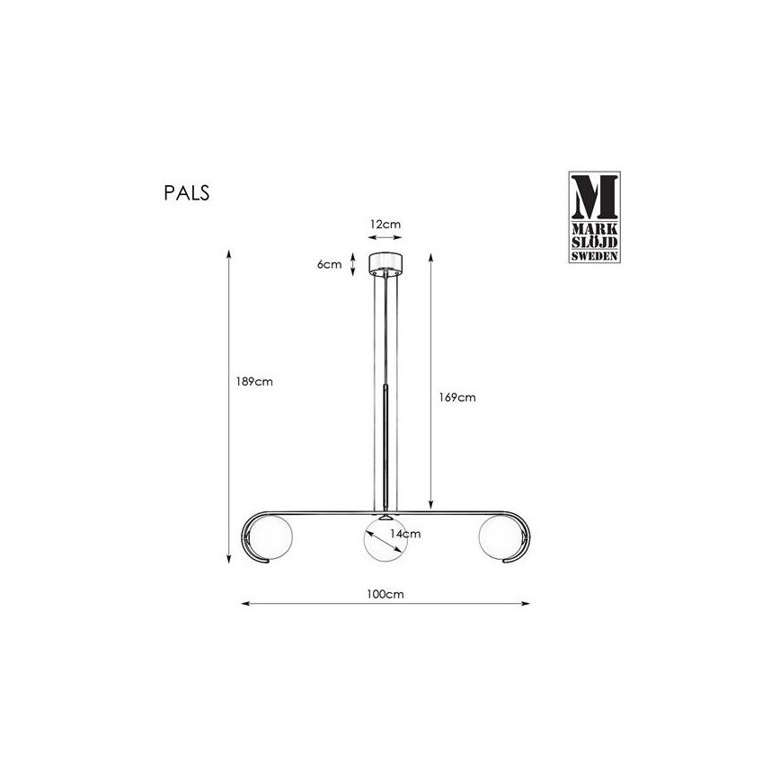 Markslöjd 107828 - Luster na sajli PALS 3xG9/20W/230V