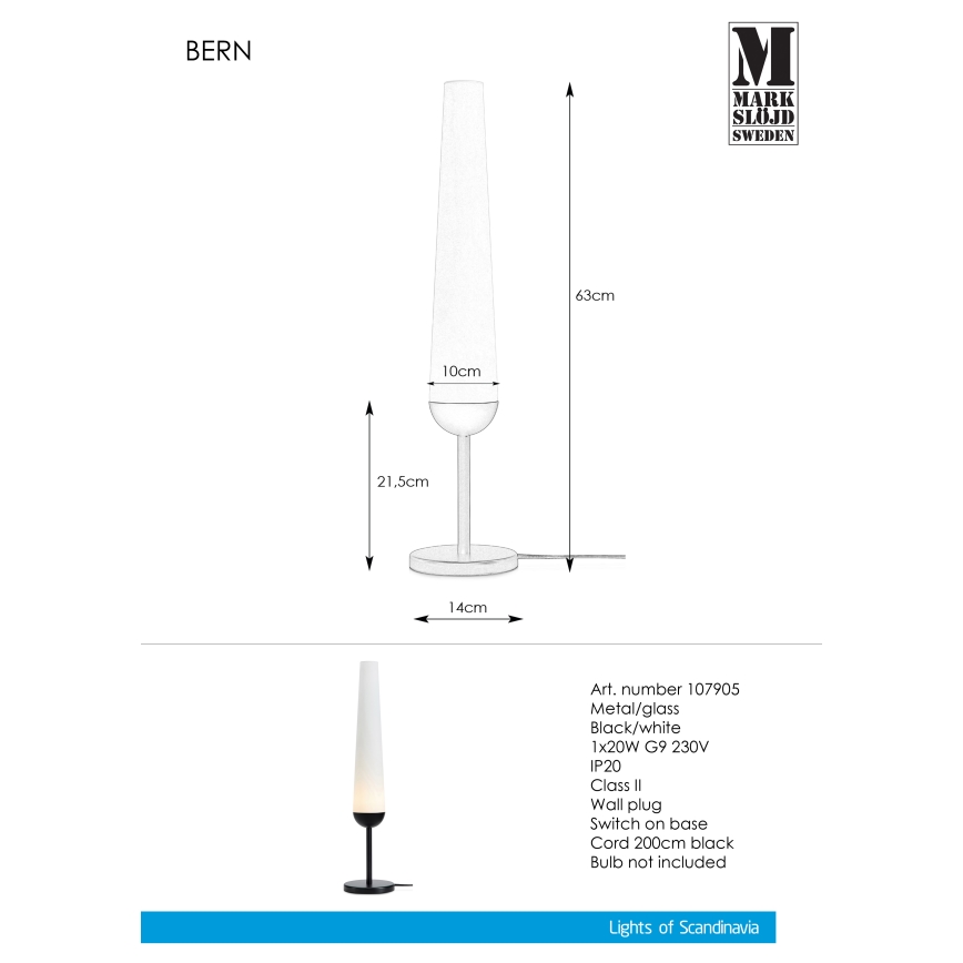 Markslöjd 107905 - Stolna lampa BERN 1xG9/20W/230V