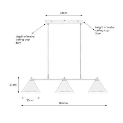 Markslöjd 108075 - Luster na sajli KLINT 3xE14/40W/230V bijela