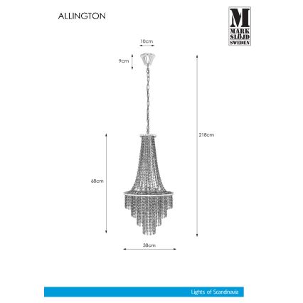 Markslöjd 108125 - Kristalni luster na lancu ALLINGTON 3xE14/25W/230V