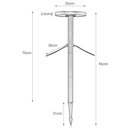 Markslöjd 108173 - LED vanjska svjetiljka GARDEN24 LED/5W/24V 96 cm IP44 crna