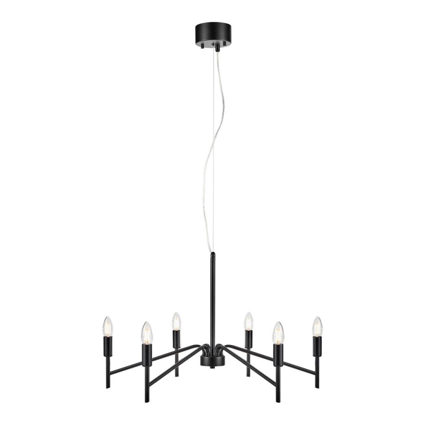 Markslöjd 108209 - Luster na sajli MONARCH 6xE14/18W/230V crna