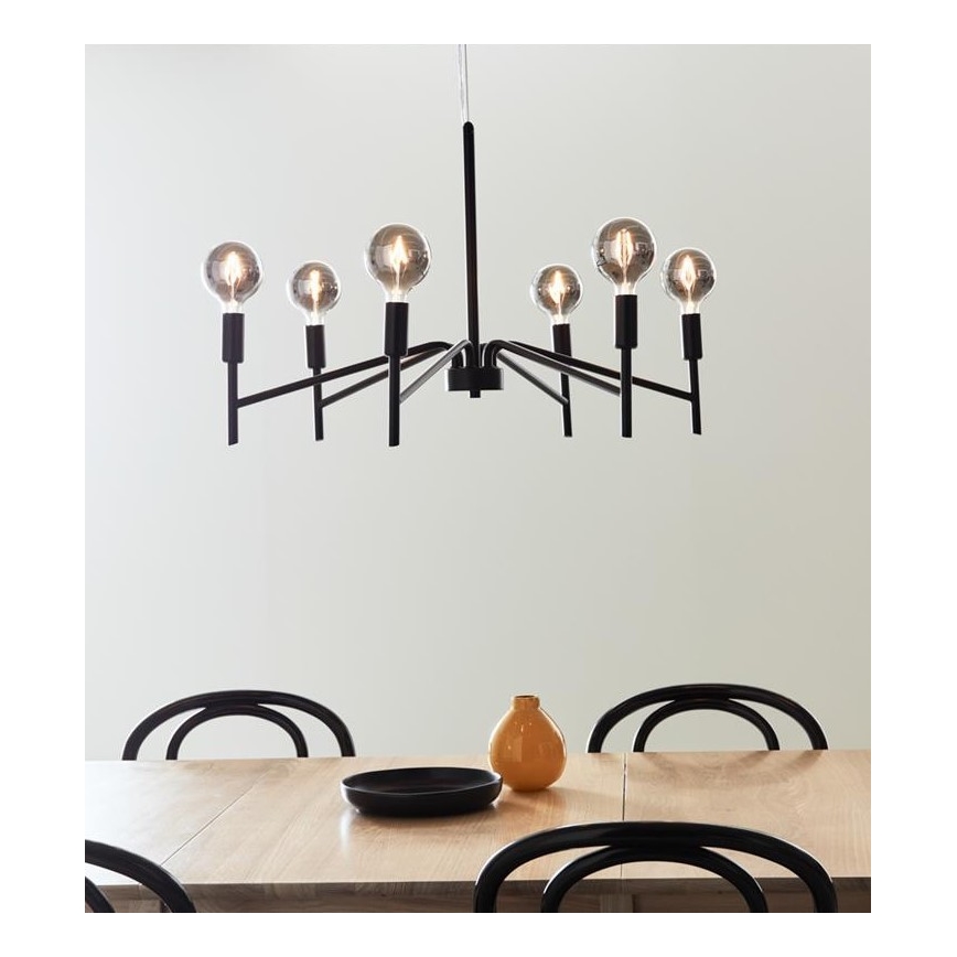 Markslöjd 108209 - Luster na sajli MONARCH 6xE14/18W/230V crna