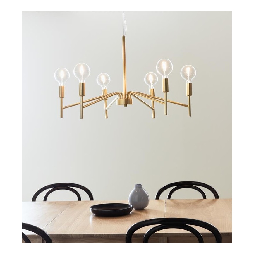Markslöjd 108210 - Luster na sajli MONARCH 6xE14/18W/230V zlatna