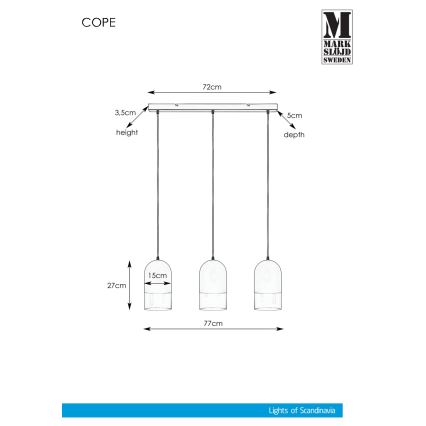 Markslöjd 108226 - Luster na sajli COPE 3xE14/18W/230V