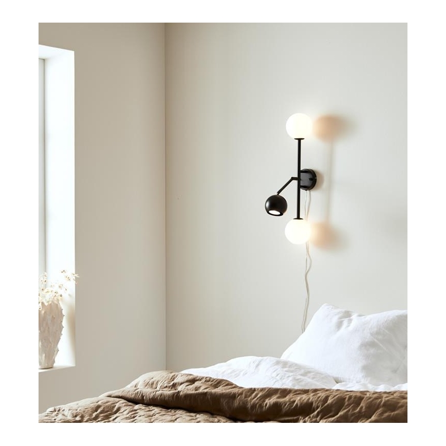 Markslöjd 108255 - Zidna svjetiljka BESIDE 2xG9/20W/230V + 1xGU10/7W/230V crna