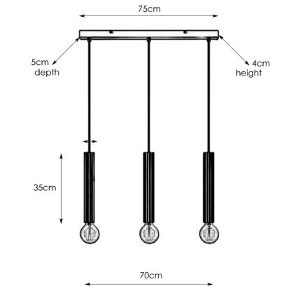 Markslöjd 108261 - Luster na sajli SENCILLO 3xE27/40W/230V zlatna