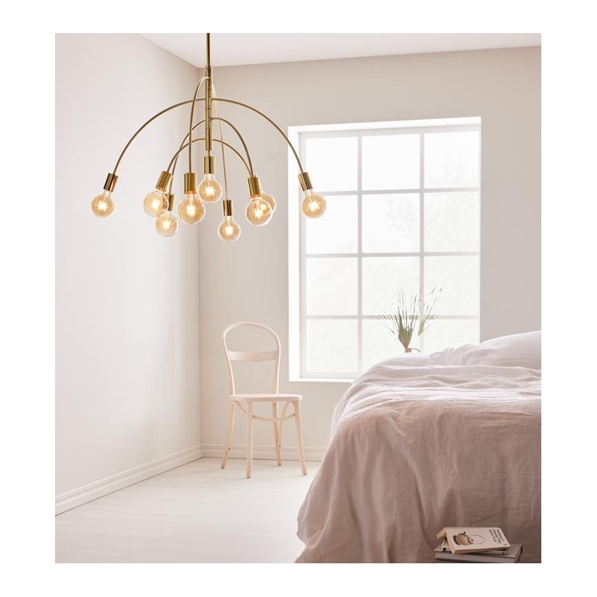 Markslöjd 108289 - Luster na sajli LAVELLO 9xE27/40W/230V zlatna