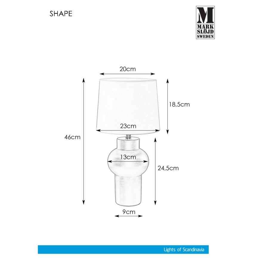 Markslöjd 108450 - Stolna lampa SHAPE 1xE27/40W/230V bijela