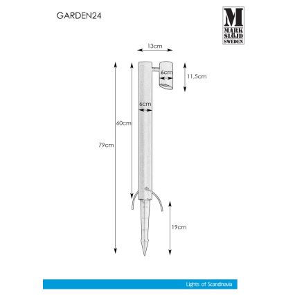 Markslöjd 108485 - LED Vanjska lampa GARDEN24 LED/6W/24V 60 cm IP44 crna