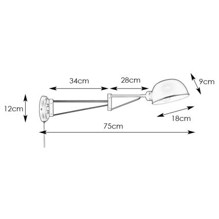 Markslöjd 108587 - Zidna lampa PORTLAND 1xE27/40W/230V crna