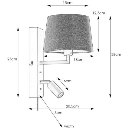 Markslöjd 108595 - LED Zidna lampa s USB portom COMO 1xE14/40W/230V + LED/3W crna