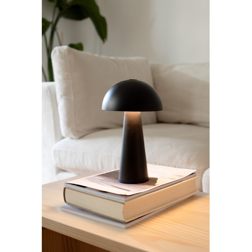Markslöjd 108655 - LED prigušiva punjiva stolna svjetiljka FUNGI LED/1,5W/5V 2000 mAh IP44 crna