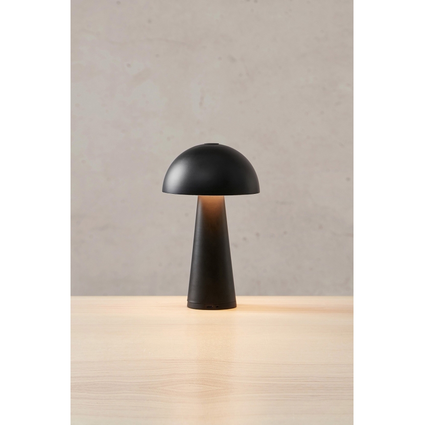 Markslöjd 108655 - LED prigušiva punjiva stolna svjetiljka FUNGI LED/1,5W/5V 2000 mAh IP44 crna