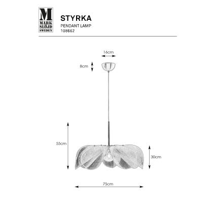 Markslöjd 108662 - Luster na sajli STYRKA 1xE27/40W/230V pr. 75 cm crna