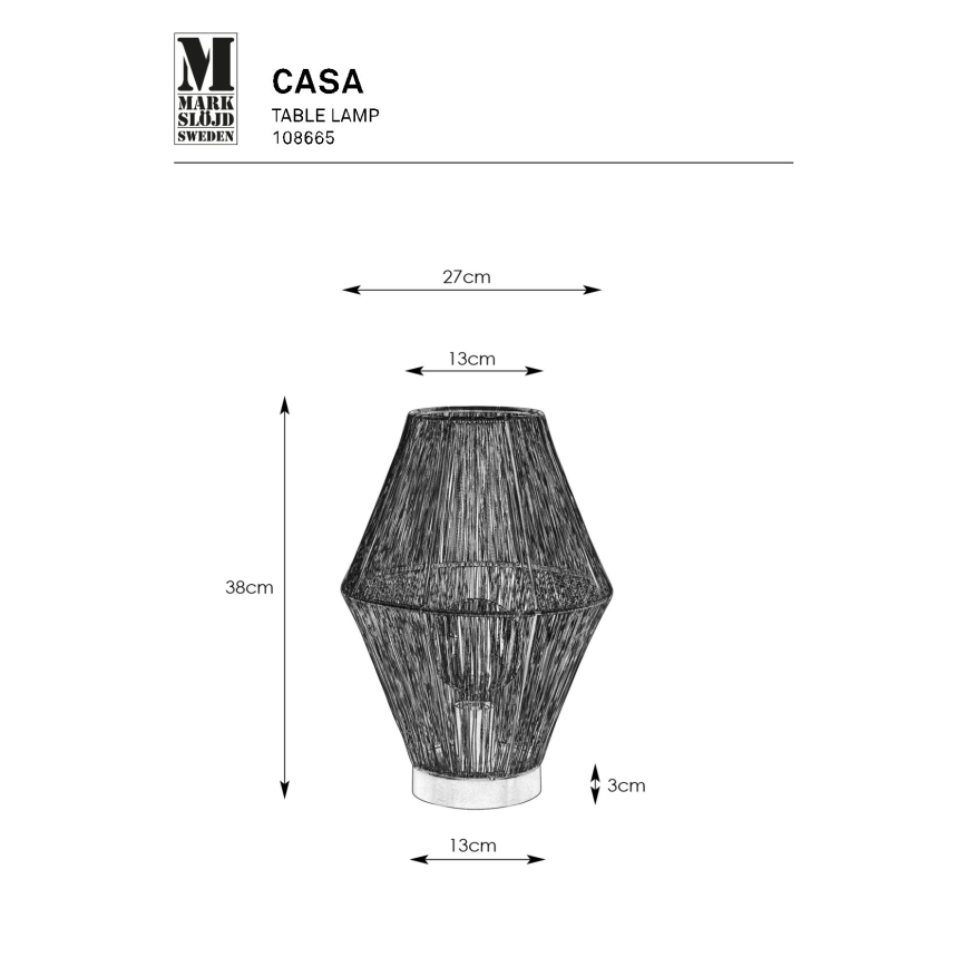 Markslöjd 108665 - Stolna lampa CASA 1xE27/40W/230V mesing