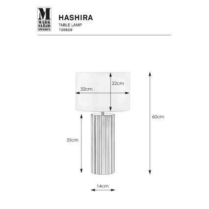 Markslöjd 108669 - Stolna lampa HASHIRA 1xE27/40W/230V bijela/mesing