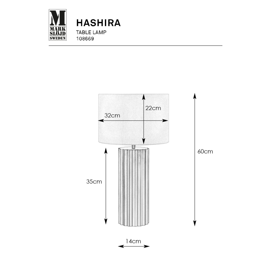 Markslöjd 108669 - Stolna lampa HASHIRA 1xE27/40W/230V bijela/mesing