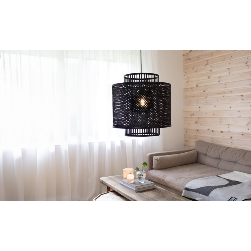 Markslöjd 108676 - Luster na sajli STRATI 1xE27/40W/230V crna/bambus