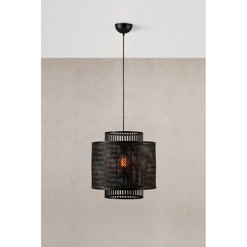 Markslöjd 108676 - Luster na sajli STRATI 1xE27/40W/230V crna/bambus