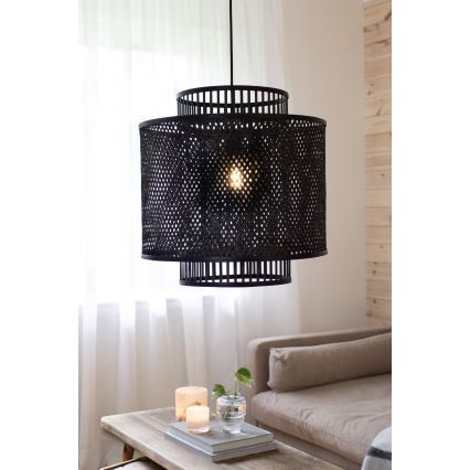 Markslöjd 108676 - Luster na sajli STRATI 1xE27/40W/230V crna/bambus