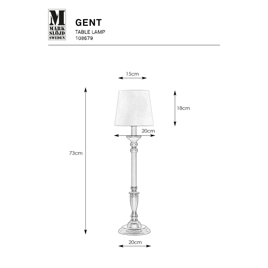 Markslöjd 108679 - Stolna lampa GENT 1xE27/40W/230V mesing/crna/bijela