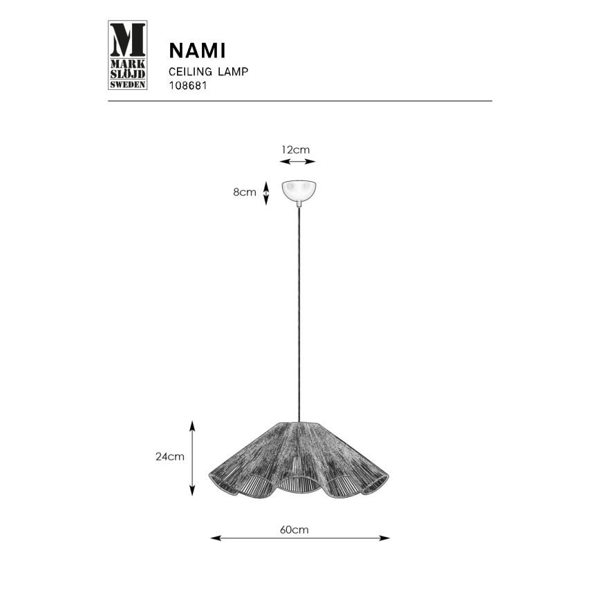 Markslöjd 108681 - Luster na sajli NAMI 1xE27/40W/230V smeđa
