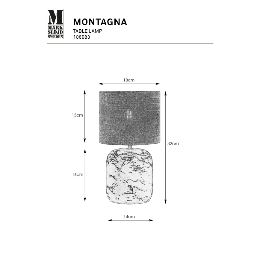 Markslöjd 108683 - Stolna lampa MONTAGNA 1xE14/40W/230V 32 cm bež/crna