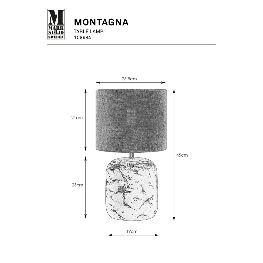 Markslöjd 108684 - Stolna lampa MONTAGNA 1xE14/40W/230V 45 cm bež/crna