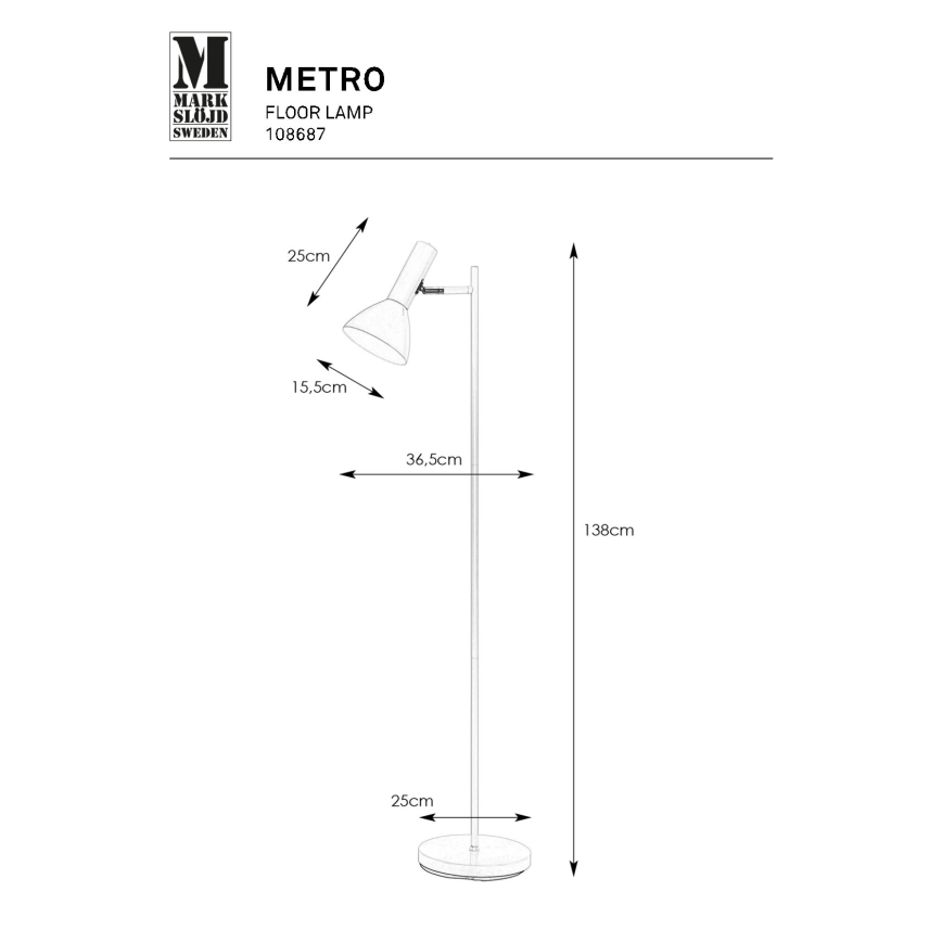 Markslöjd 108687 - Podna lampa METRO 1xE27/40W/230V bijela
