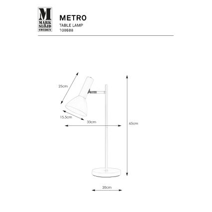 Markslöjd 108688 - Stolna lampa METRO 1xE27/40W/230V bijela