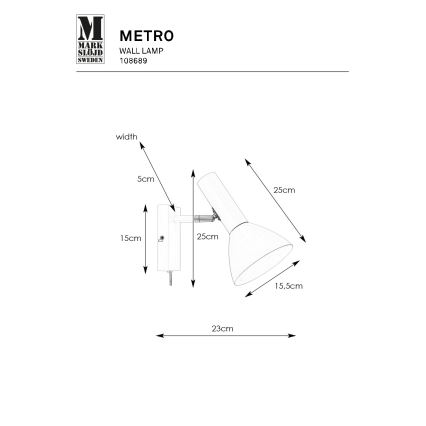 Markslöjd 108689 - Zidna lampa METRO 1xE27/40W/230V bijela