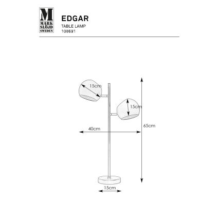 Markslöjd 108691 - Stolna lampa EDGAR 2xE14/40W/230V crna
