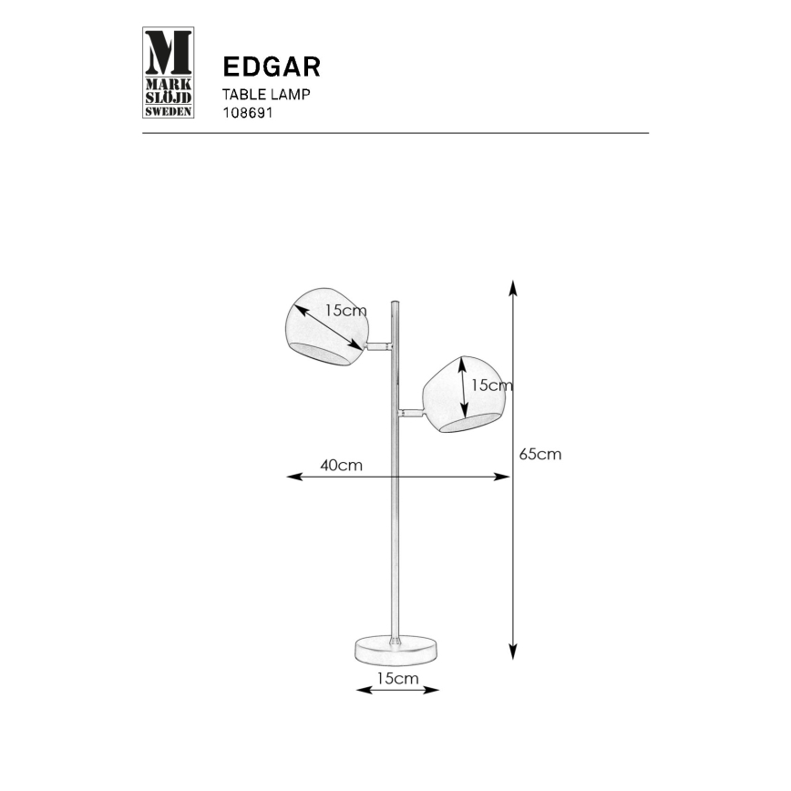 Markslöjd 108691 - Stolna lampa EDGAR 2xE14/40W/230V crna