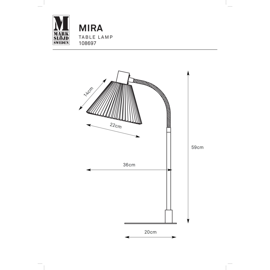 Markslöjd 108697 - Stolna lampa MIRA 1xE14/40W/230V crna/bijela