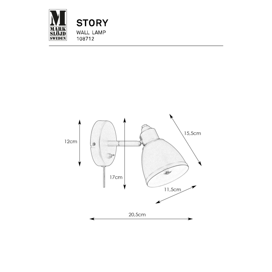 Markslöjd 108712 - Zidna lampa STORY 1xE14/40W/230V crna