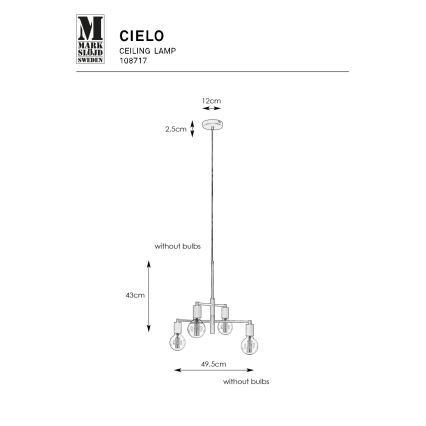 Markslöjd 108717 - Luster na sajli CIELO 6xE27/40W/230V crna