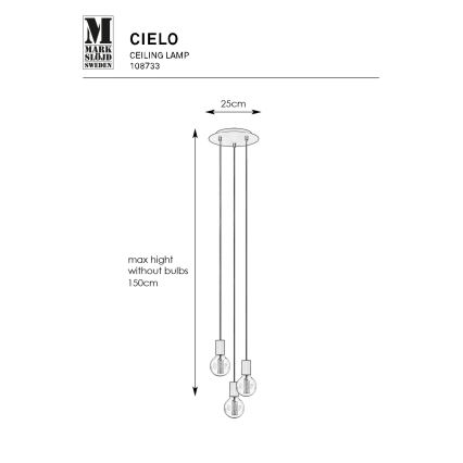 Markslöjd 108733 - Luster na sajli CIELO 3xE27/40W/230V crna