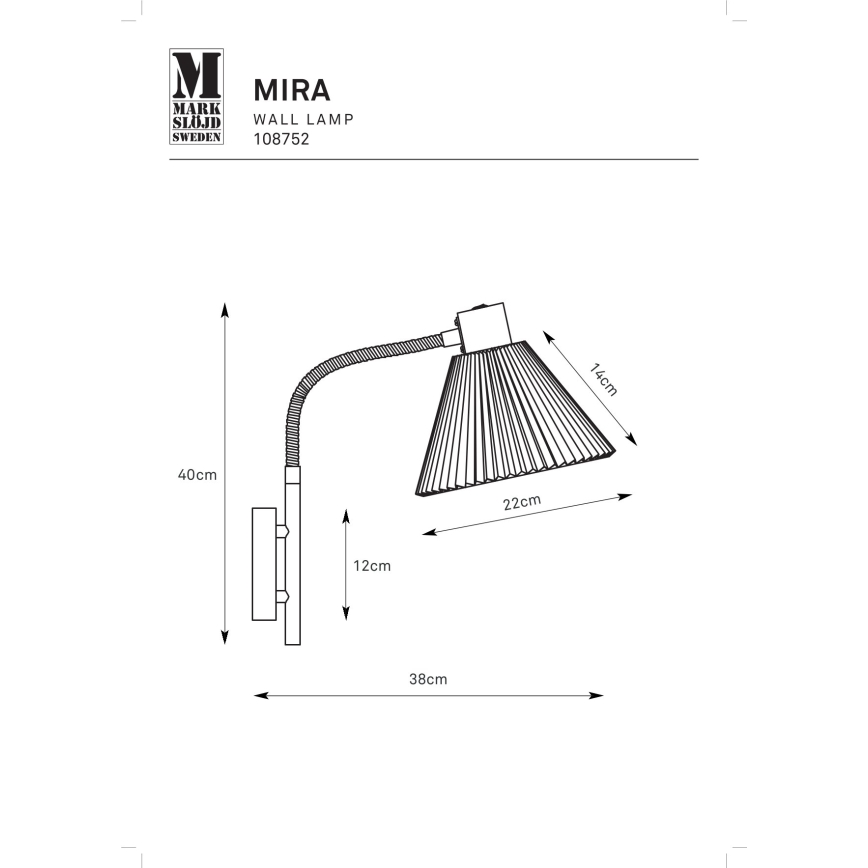 Markslöjd 108752 - Zidna lampa MIRA 1xE14/40W/230V crna/bijela