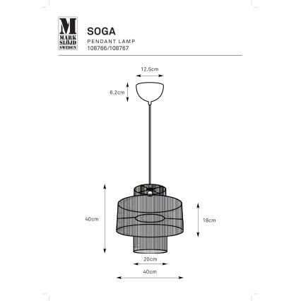 Markslöjd 108766 - Luster na sajli SOGA 1xE27/40W/230V crna