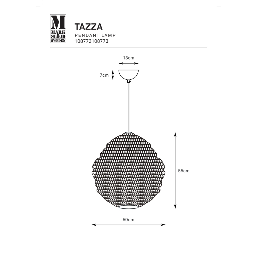 Markslöjd 108773 - Luster na sajli TAZZA 1xE27/40W/230V zlatna