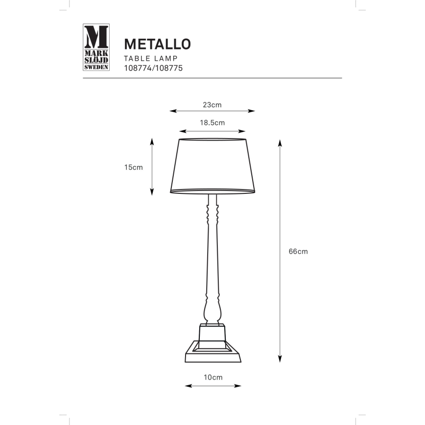 Markslöjd 108775 - Stolna lampa METALLO 1xE27/40W/230V mat krom