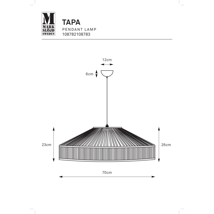Markslöjd 108782 - Luster na sajli TAPA 1xE27/40W/230V crna/bambus