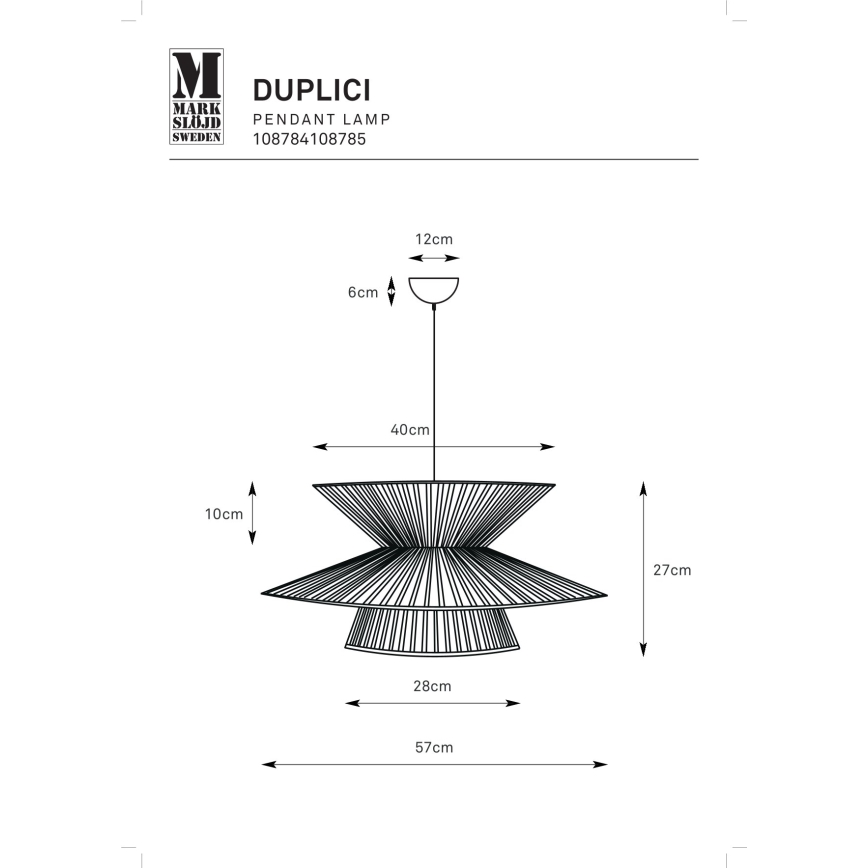 Markslöjd 108784 - Luster na sajli DUPLICI 1xE27/40W/230V crna/bambus