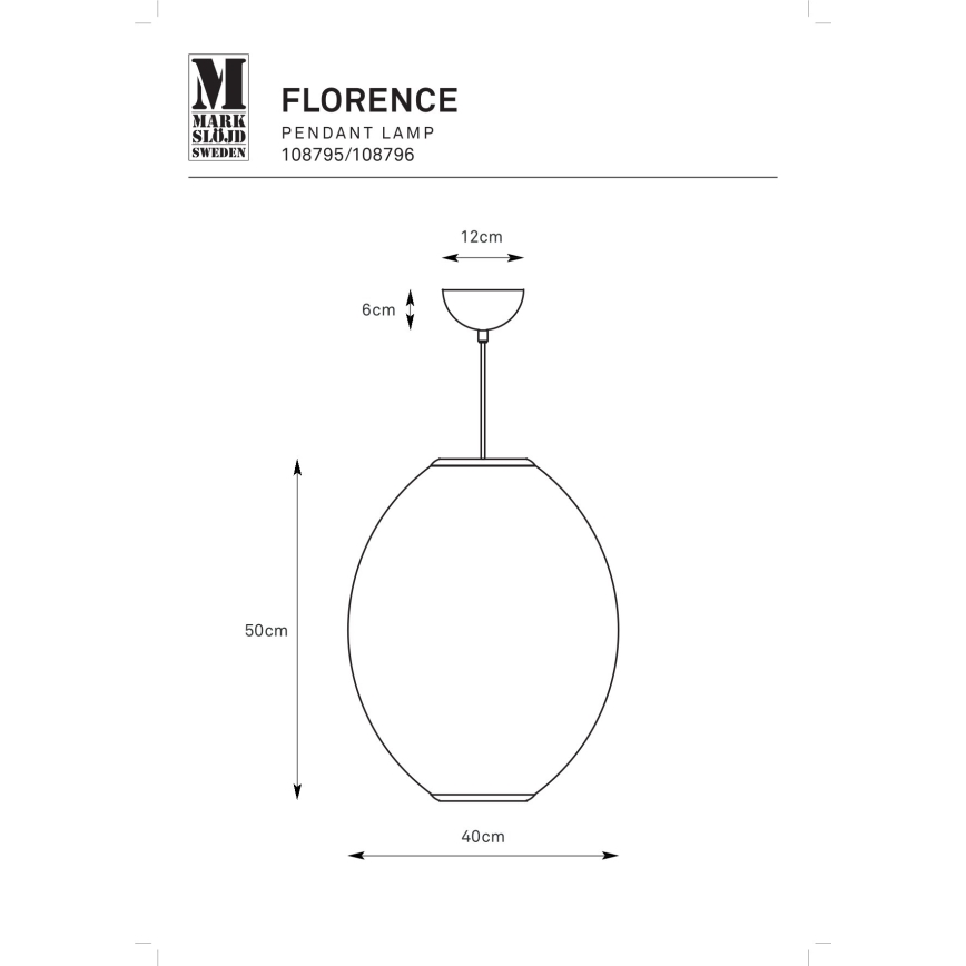 Markslöjd 108796 - Luster na sajli FLORENCE 1xE27/40W/230V bijela
