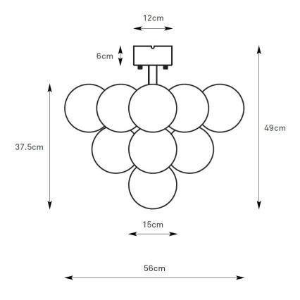 Markslöjd 108845 - Stropni luster MERLOT 13xG9/18W/230V Ø 56 cm crna/zadimljeno