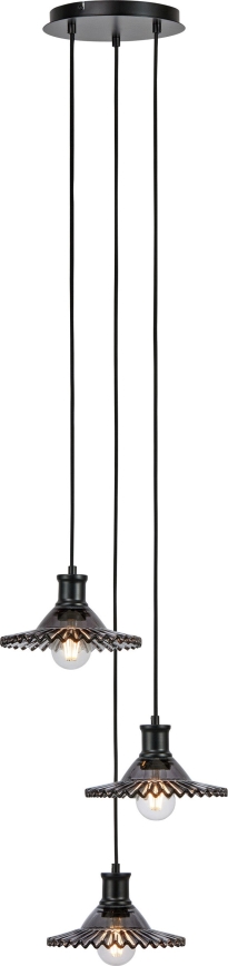 Markslöjd 108853 - Luster na sajli NOVIA 3xE27/40W/230V crna/dimna