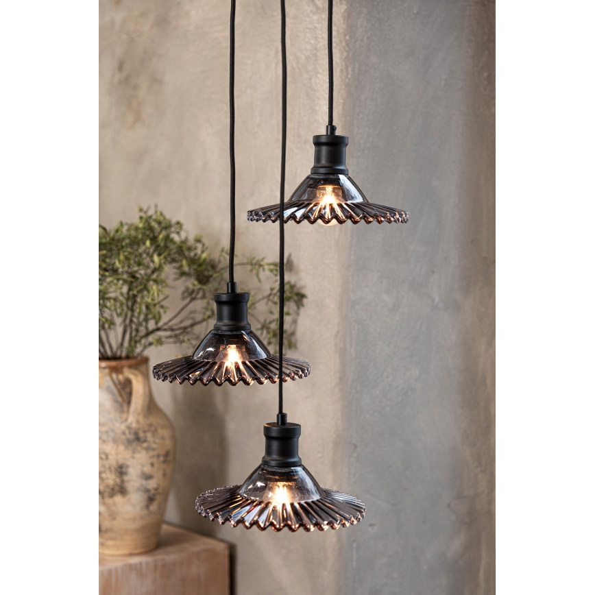 Markslöjd 108853 - Luster na sajli NOVIA 3xE27/40W/230V crna/dimna